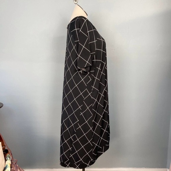 ELLOS Short Sleeve Geometric Windowpane pattern High Low Shift Dress  Size 18/20 - Picture 5 of 11
